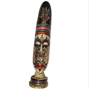 Abesia Wood Ethnic Stand-alone Mask